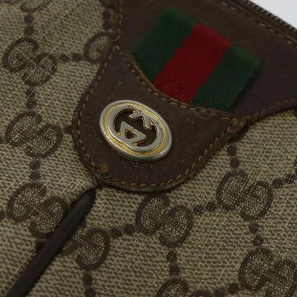 GUCCI GG Supreme Web Sherry Line Bag PVC Beige Gold 904 02 047 Auth 132567 - Picture 10 of 16